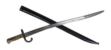 WW1 French Chassepot Fusil modèle 1866 Sword Bayonet and scabbard. UK mainland shipping only.