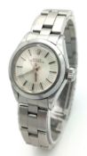 A Ladies 1970’s Stainless Steel Oyster Perpetual Rolex Watch - fitted with Sun-burst Dial. Case -