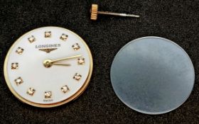 A Longines, Diamond Set, White Dial Watch, with Button, Stem and Glass. In Working Order.