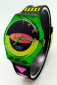 A Swatch, Vintage, 1989/90, Sandy Mountains, Rubber Strap Watch. Model GG105. In Original Box. In