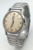 A Vintage Omega Seamaster 520 watch. Circa late 1950s. 17 jewels. Stainless steel bracelet and