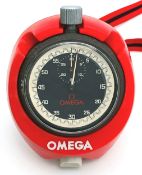 A Vintage Omega Mechanical Stopwatch with Necklace and Case. Top winder. Sub second dial. In working