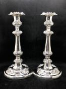 Magnificent Large English 18th Century George III Silver Pair Of Candlesticks. Sheffield C.1793. S.