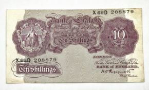 An Emergency WW2 Era Ten Shilling Note. Peppiatt signature.