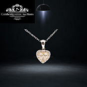 Heart Shaped Natural Diamond Pendant & Chain 1.00 Carat 18k White & Yellow Gold