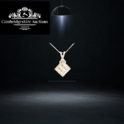 Princess Shape 1.01ct Natural Diamond Pendant & Chain Set in 18k White & Yellow gold