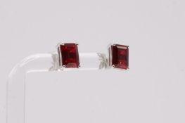 Oval Shape Ruby Red 7.2 Carat Earrings 18K White Gold
