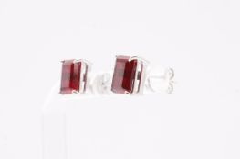 Oval Shape Ruby Red 5.1 Carat Earrings 18K White Gold