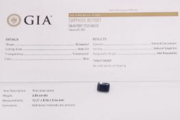 **ON SALE** Natural Sapphire Octagonal Blue 6.86ct - GIA Certificated