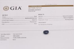 Natural Sapphire Oval Blue 5.04ct - GIA Certificated