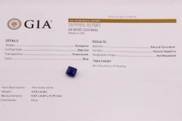 Natural Sapphire Octagonal Blue 6.55ct - GIA Certificated