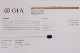 Natural Sapphire Oval Blue 3.53ct - GIA Certificated