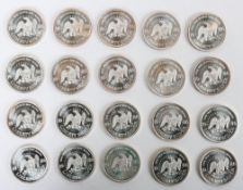 Twenty USA Liberty Silver 1oz coins, 1985 and 1986, in tube (20 coins)