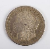 USA, Dollar, 1890, San Francisco, battleship grey, toning and near UNC