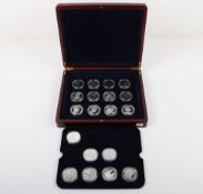 80th Birthday, Elizabeth II, Silver proof set, nineteen silver coins of various Dominions and