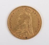 Victoria (1837-1901), Half Sovereign, 1892, shield back