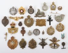 Various British Military Cap Badges, Lapels & a Silver War Badge