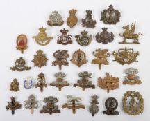 Collection of Restrike British Army Military Cap Badges and a Civil Defence Instructor Badge.