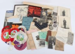 WW2 Paperwork and Ephemera, ARP related. Plus Football rosettes
