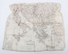 WW2 RAF Silk Map Italy, Crete and Greece