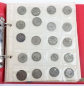A folder of GB coinage including pre-1920 and pre-1947 silver coins, including Halfcrowns 1915,