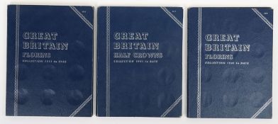 A folder of GB Florins 1911-1940, Halfcrowns 1940-1958, and Florins 1941-1966, the '1911-1940'