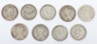 Various Victoria, Edward VII and George VI Florins, 1869, 1871, 1875, 1887, 1889, 1902, 1906,