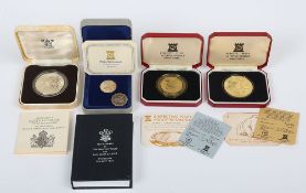 Various UK silver Proof coins, including 2xIsle of Man silver Crowns, Charles and Diana silver Crown