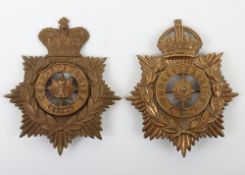 2 x Worcestershire Regiment Other Ranks Q.V.C & K.C Gilding Metal Helmet Plates. Both in very good