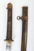 WW2 Japanese Army Officers Sword Katana, good example with shin-gunto mounts, painted steel scabbard
