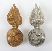 2 Welsh Fusiliers Fur Cap Grenades. One in Gilding Metal for the Regular Battalion and one in