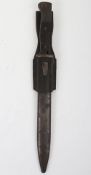 WW2 German K98 Bayonet. Bakelite grip bayonet with a sharpened blade with makers, hilt top been