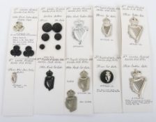 Collection of British Military Badges to the 18th London Regiment Royal Irish Rifles.
