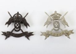 Officers (K.C) Service Dress Cap Badge and a Q.V.C White Metal Cap Badge to the 9th Lancers. both in