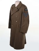 RAF Regiment Great Coat. Army Khaki pattern great coat with RAF Kings crown brass buttons, RAF