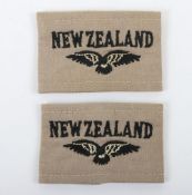 Scarce Royal New Zealand Air Force Tan Slip on Shoulder badges. A matched pair of Royal New