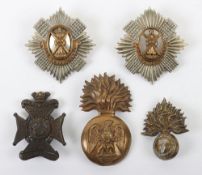 Small Selection of British Army Glengarries, Helmet Plate Centre & a Fur Cap grenade. Lot includes