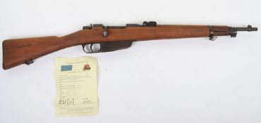 Deactivated EU certificate Italian 6.5 mm Carcano Rifle. Bolt action rifle with wood stock and metal