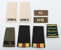 Small Grouping of British Army Slip on Shoulder Boards , Examples included are the 13th/18th Royal