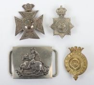 Selection of Pouch Badges, Helmet Plates & a Waist Belt Clasp. Included in this lot are a Duke Of
