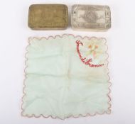 WW1 Princess Mary 1914 Christmas Tin. Gilt brass tin with decoration to front lid with age related