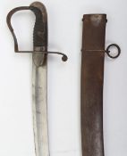 1796 Pattern Light Cavalry Sword, regulation pattern housed in steel scabbard. Unmarked curved steel