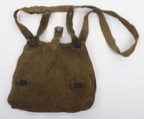 WW2 German Army Bread Bag. Green bag with matching strap with leather and steel fixings in good