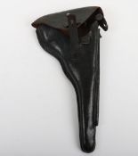 WW1 German Artillery Luger Holster. Black leather holster with original Luger stripping key to