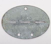 WW2 German Flak ID Dog Tag. Stamped to both sides 587 LEI-HEN FLAK BATTR.18 in good condition.