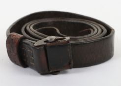 WW2 German MP38/40 Sling. Dark brown leather sling with metal fixings some age related wear.