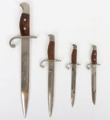 Grouping of Miniature Belgium Bayonets, of various sizes, all with names of WW1 battles to the