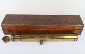 WW1 Gun Sighting Telescope in Box: Heavy quality brass telescope with stamping TELESCOPE GSX8 RYLAND