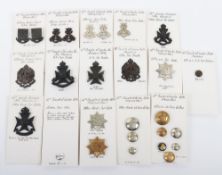 Collection of London Territorial Cap, Collar Badges & Buttons to the 10th ,11th,12th & 13th London