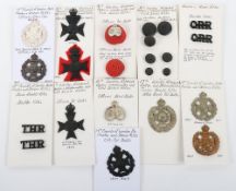 Grouping of Badges to the 16th &17th London Regiments. Lot includes Officer's Corded Boss...